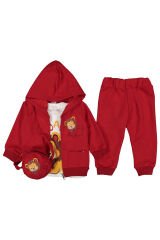 ERKEK BEBEK HIRKALI ÇANTALI ASLAN MODELLİ 4 PARÇA RAHAT TAKIM