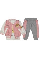 KIZ BEBEK ÇOCUK KUZU NAKIŞLI YAĞMURLUKLU 3 PARÇA TAKIM