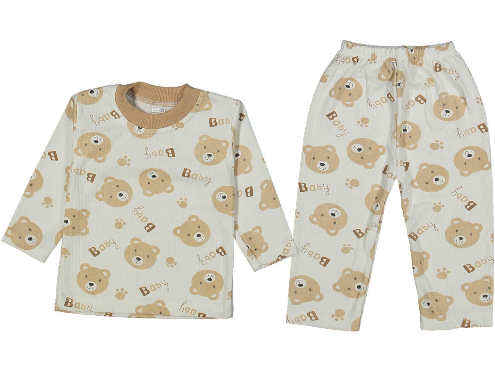 ERKEK KIZ UNİSEX BEBEK ÇOCUK AYI DESENLİ RAPORLU KAŞKORSE PİJAMA TAKIMI