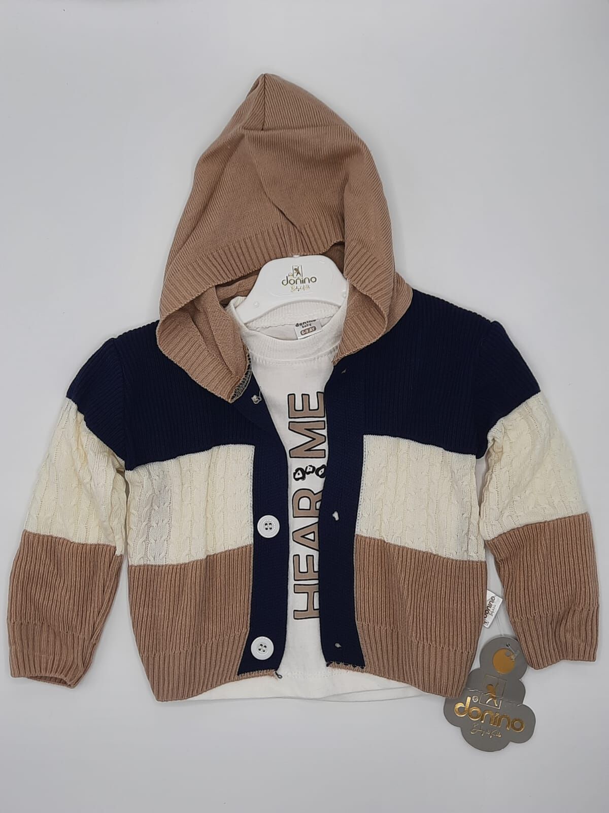 KAPÜŞON TRİKO HIRKALI 3 PARÇA ERKEK BEBEK ÇOCUK TAKIM