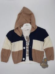 KAPÜŞON TRİKO HIRKALI 3 PARÇA ERKEK BEBEK ÇOCUK TAKIM