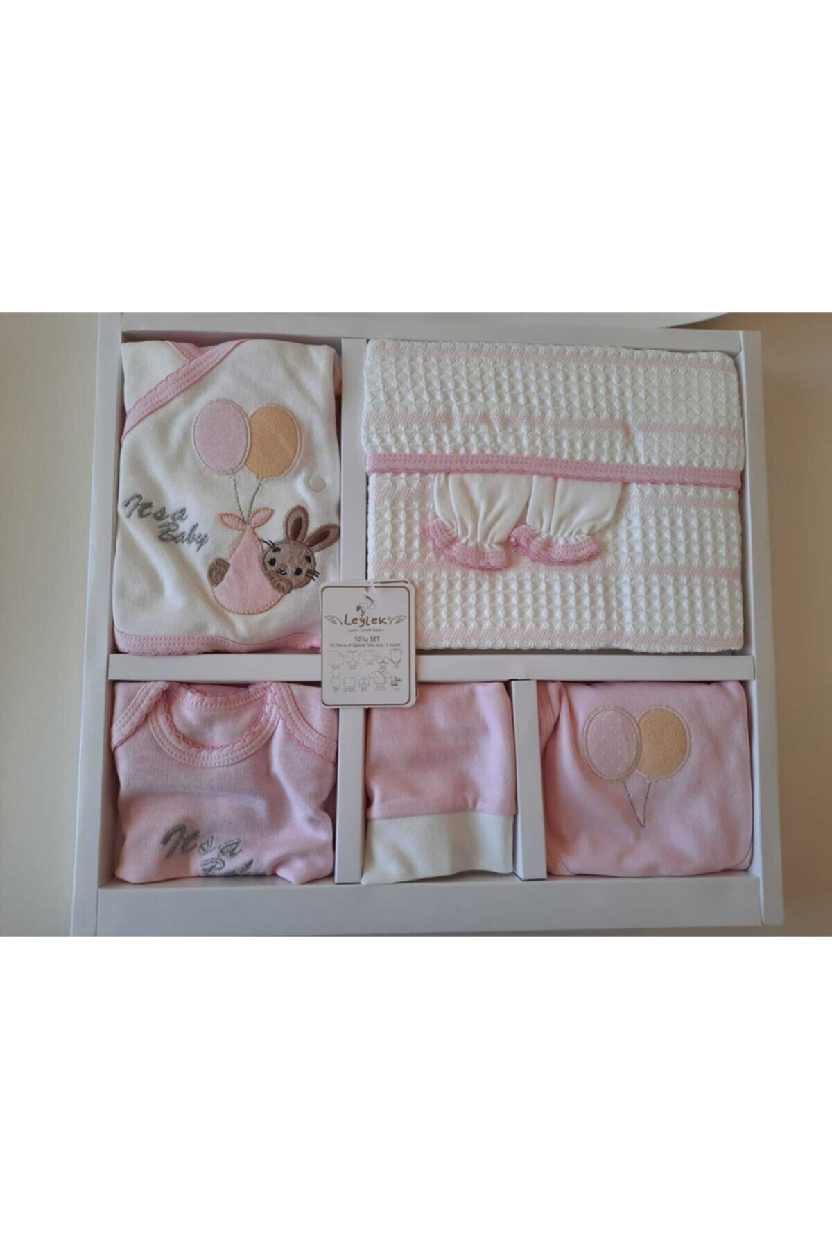 Tavşanlı Balonlu Kız Pembe Hastane Çıkışı-zıbın Seti