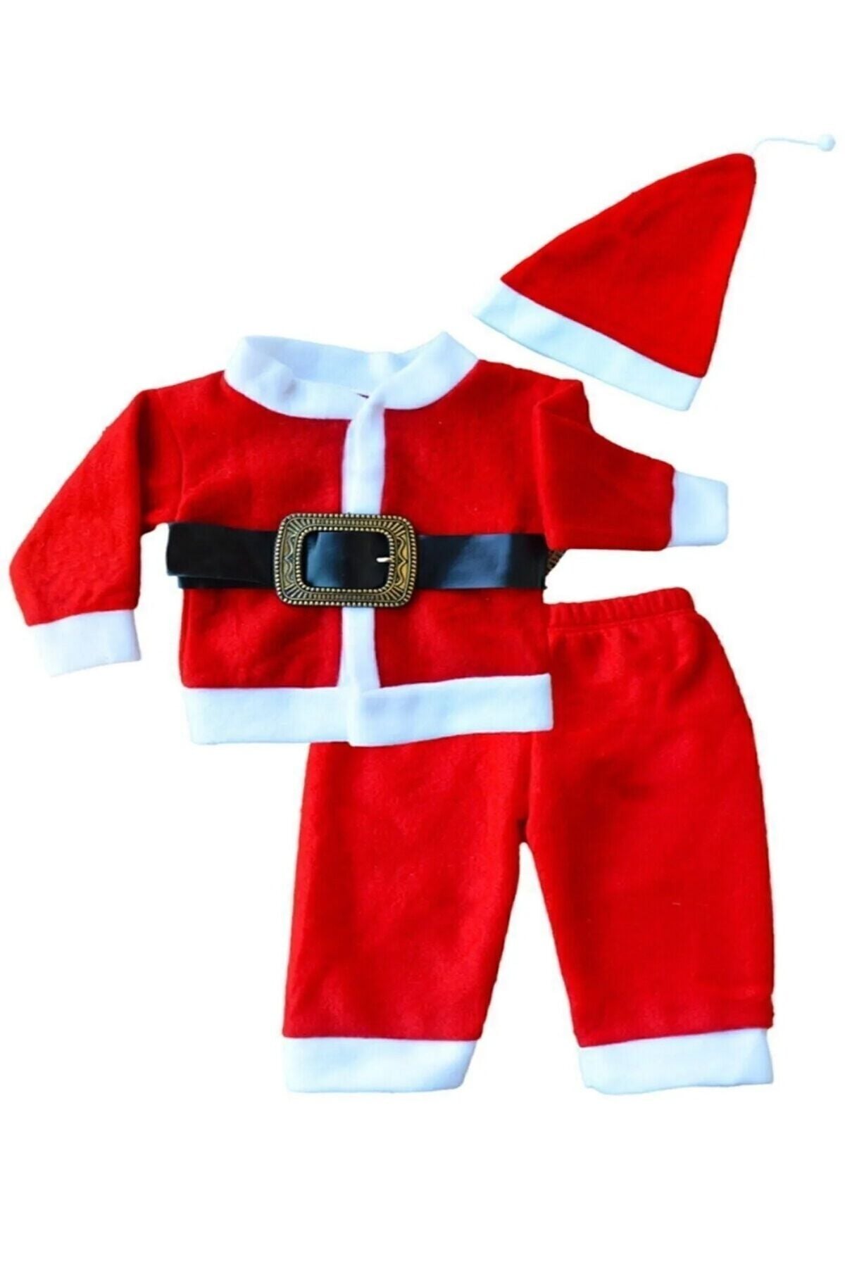 Yeni Yıl Noel Baba 4'lü Erkek Takım Set Kırmızı - 12-18 Ay