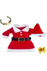 Kız Çocuk Kırmızı Yeni Yıl Noel Kostüm Elbise Seti Yılbaşı Kırmızı - 12-18 Ay