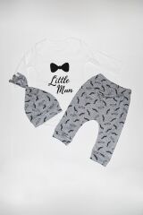 Little Man Baskılı 3'lü Erkek Bebek Takım
