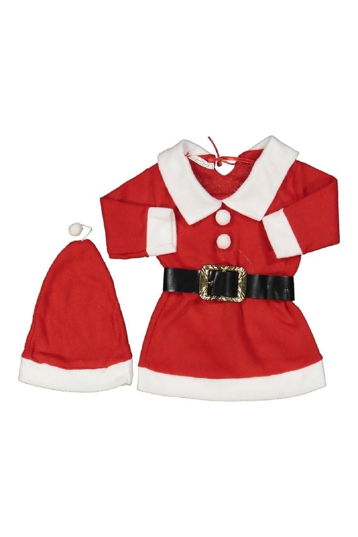 Kız Çocuk Kırmızı Yeni Yıl Noel Kostüm Elbise Seti Yılbaşı Kirmizi - 2-4 Yaş