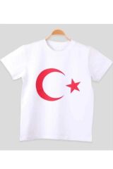 29 EKİM 23 NİSAN ÖZEL GÜN ATATÜRK BASKILI TÜRK BAYRAĞI BASKILI TİŞÖRT Beyaz-Türk Bayrağı - 5-6 Yaş