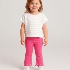 KIZ ÇOCUK ÇİZGİ İŞLEMELİ TAYT PANTOLONLU TAKIM