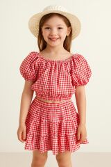 KIZ ÇOCUK PÖTİKARELİ ŞAPKALI ETEKLİ TAKIM