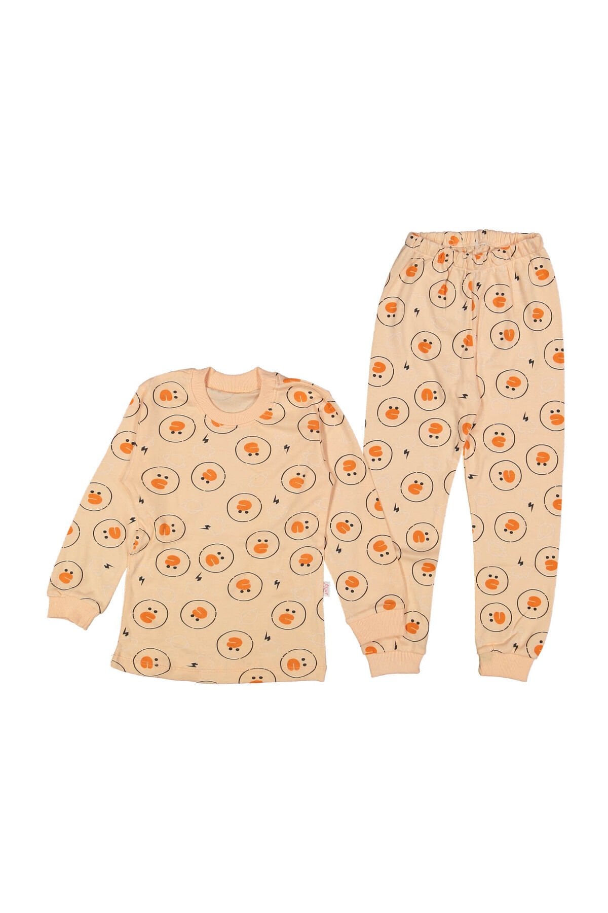 ERKEK-KIZ UNİSEX ÖRDEK BASKILI ÇOCUK PİJAMA TAKIMI Somon - 6 Yaş