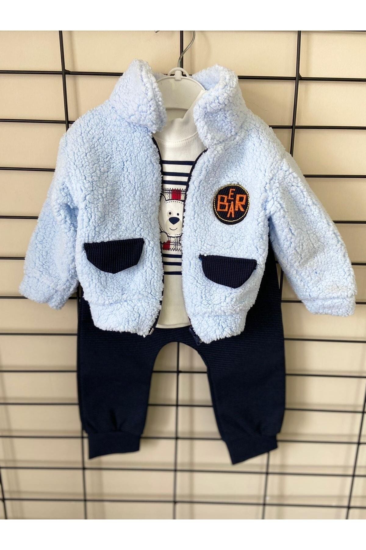Erkek Bebek 3lü Welsoft Ceketli Takım Mavi̇-Laci̇vert - 9 - 12 Ay