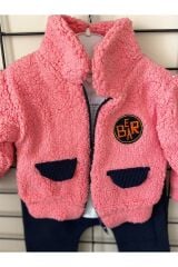 Erkek Bebek 3lü Welsoft Ceketli Takım Pembe-Laci̇vert - 9 - 12 Ay